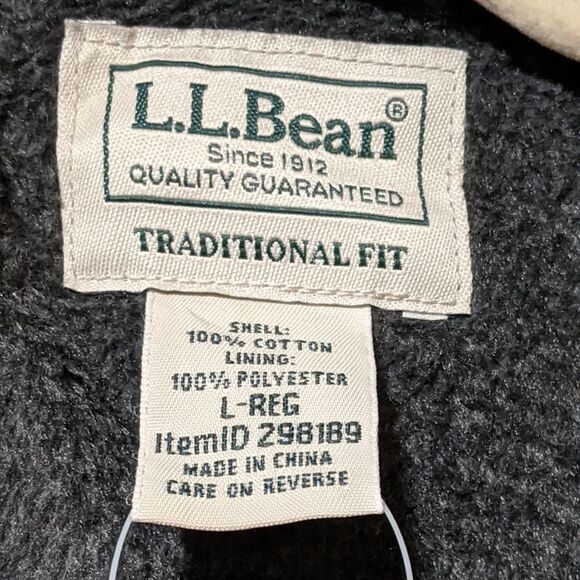 L.L. Bean traditional fit plaid Fleece-Lined Flannel Shirt shacket Cotton L-Reg - Picture 3 of 9